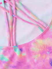 Girls Tie Dye Iridescent One Piece Bikini Swimsuit