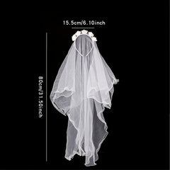 Rose Headband Long Veil Hair Accessory
