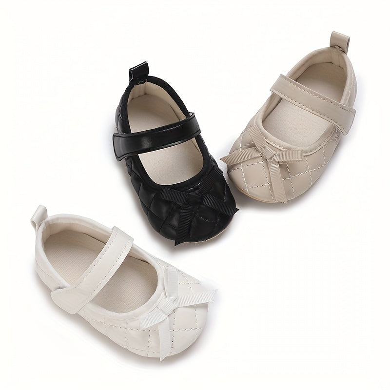 Solid Bowknot Ballet Flat Shoes For Baby Girls