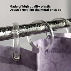 12pcs Transparent Plastic Shower Curtain Hooks O ring Bathroom Accessories