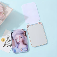 Girl Pattern Makeup Mirror Square Princess Mirror Folding Portable Makeup Mirror