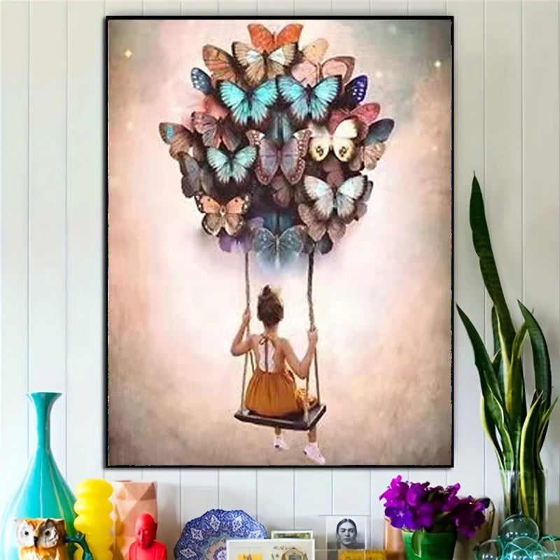 Butterfly Little Girl Swing Diamond Painting Kit DIY