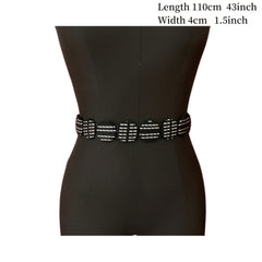 Vintage Hot Stamping Button Wide Waistband for Women
