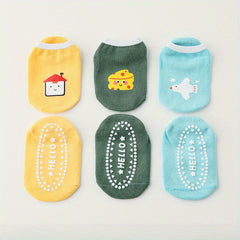 3 Pairs Colorful Cartoon Anti-Slip Socks for Boys 0-3 Years