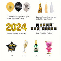 Year Balloon Round Aluminum Foil Latex Balloon Number Balloon Happy Year