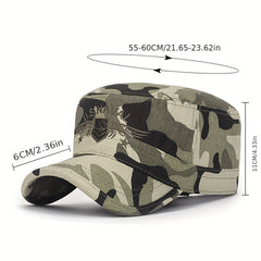 Men's Camo Flat Top Cotton Hat Embroidered Caps