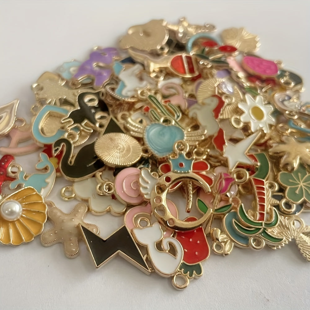 200pcs Mixed Drip Alloy Pendants Enamel Charms for DIY Necklace Jewelry
