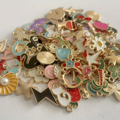 200pcs Mixed Drip Alloy Pendants Enamel Charms for DIY Necklace Jewelry