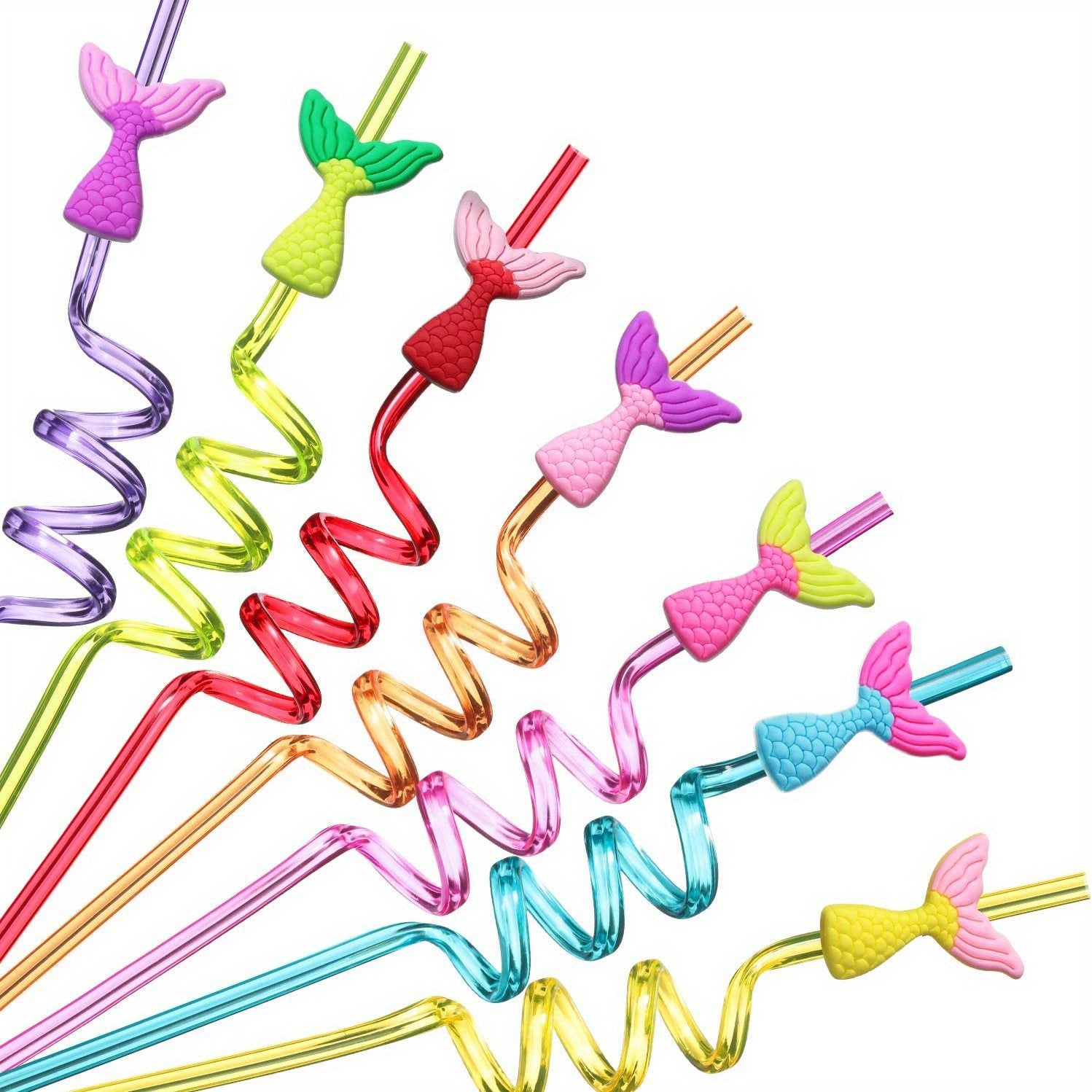 21pcs Mermaid Tail Straws + 2 Cleaning Brushes