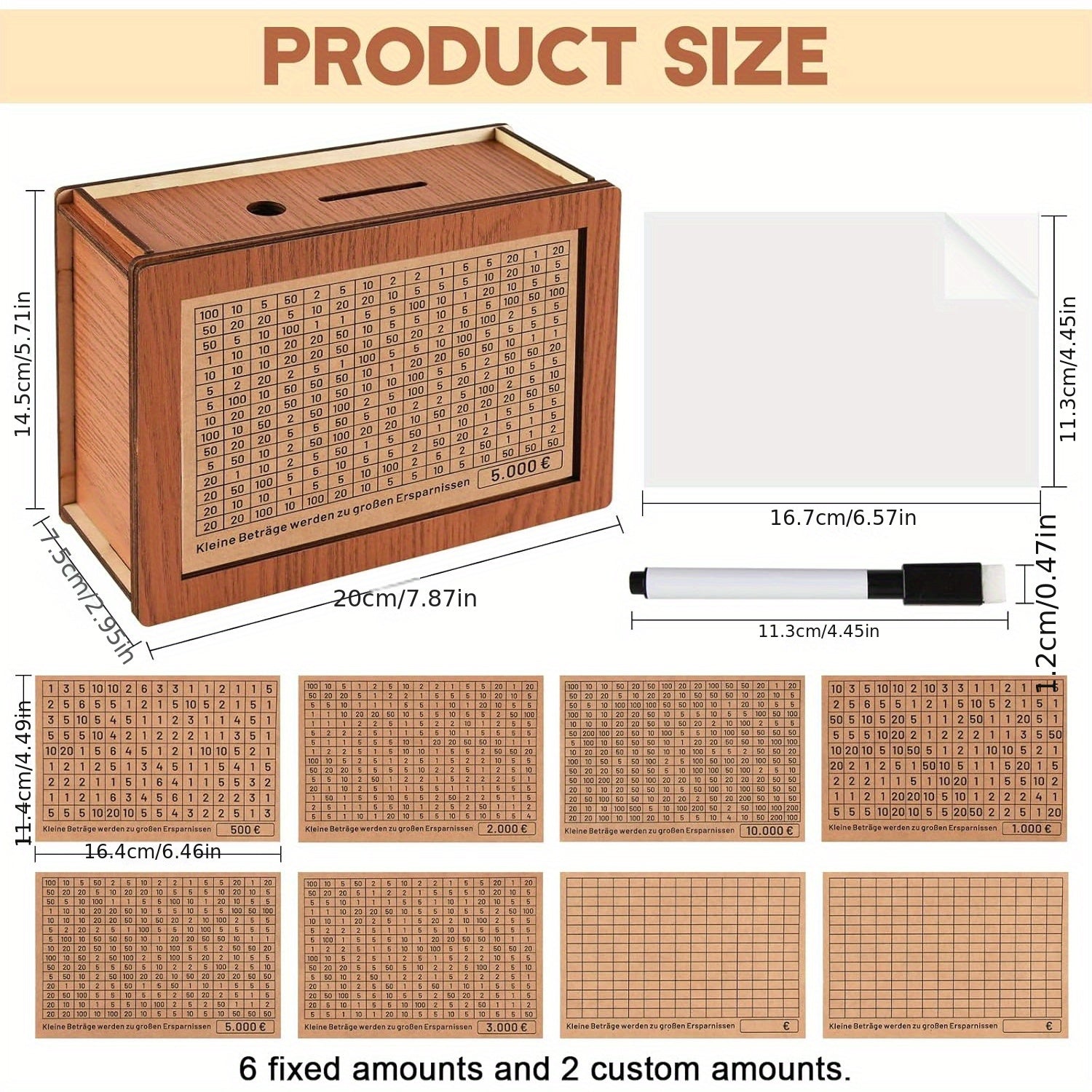 Wooden Savings Bank with Counter Reusable Money Box for Adults