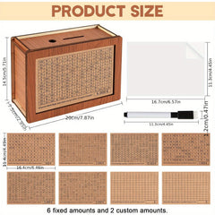 Wooden Savings Bank with Counter Reusable Money Box for Adults