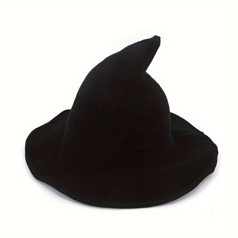 Adult Winter Witch Hat Fisherman Pointed Top Knitted Halloween Wizard Hat