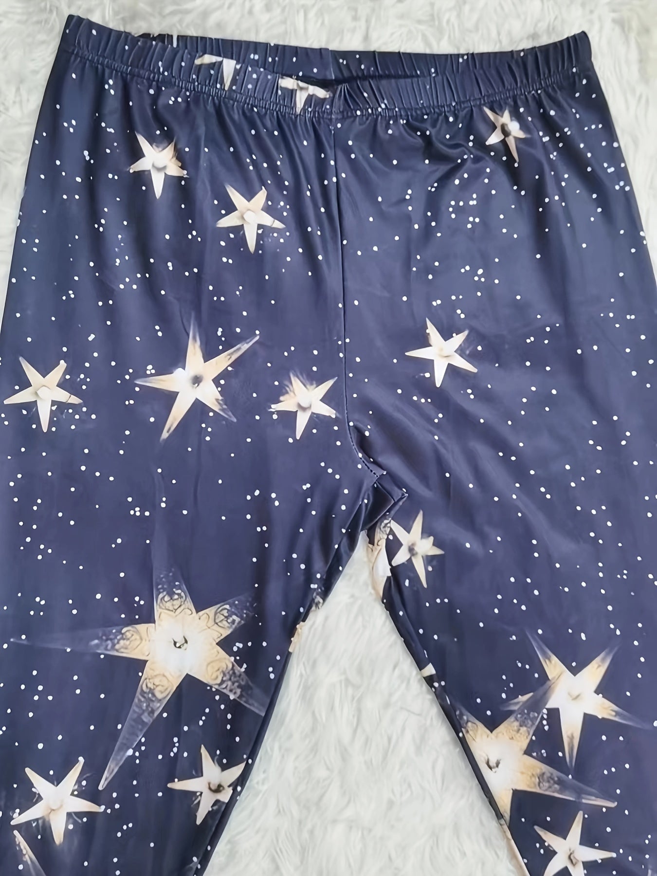 Glitter Star Print High Rise Leggings