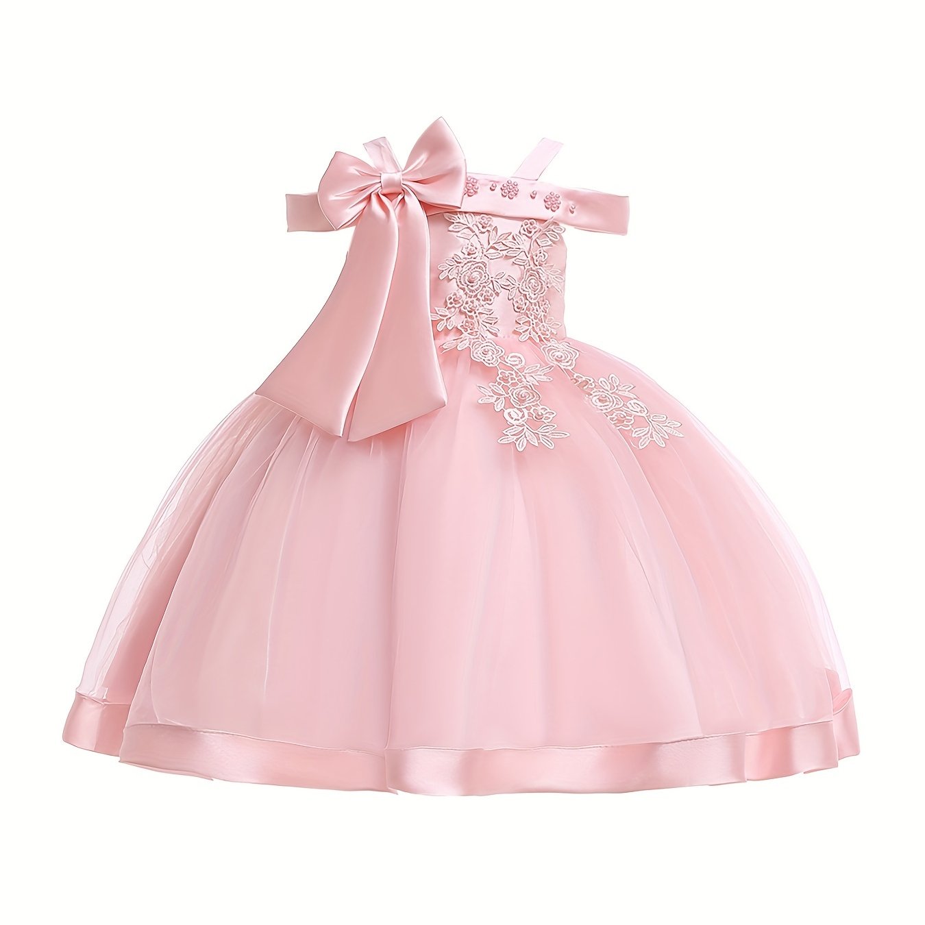 Girls' One Shoulder Formal Dress Beaded Flower Girl Wedding Dress