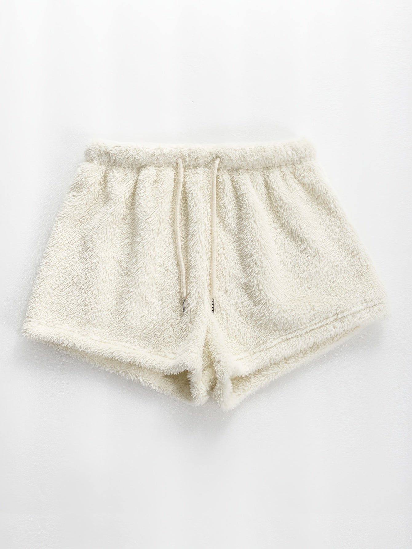 Cozy Fuzzy Drawstring Sleep Shorts for Women