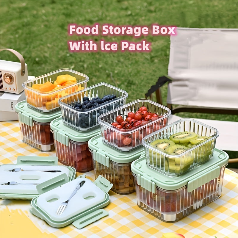 2pcs Fruit Box With Fork Outdoor Camping Storage Box