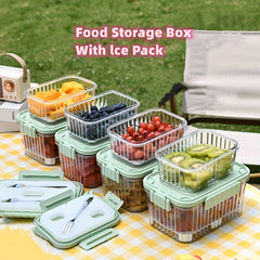 2pcs Fruit Box With Fork Outdoor Camping Storage Box