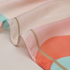 Wavy Block Bandana Satin Neckerchief Neck Tie Square Scarf Women