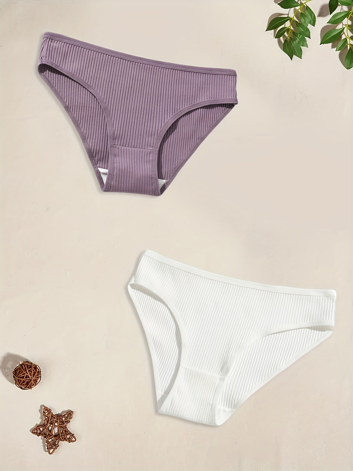 8pcs Ribbed Briefs Stretchy Intimates Panties Women's Lingerie