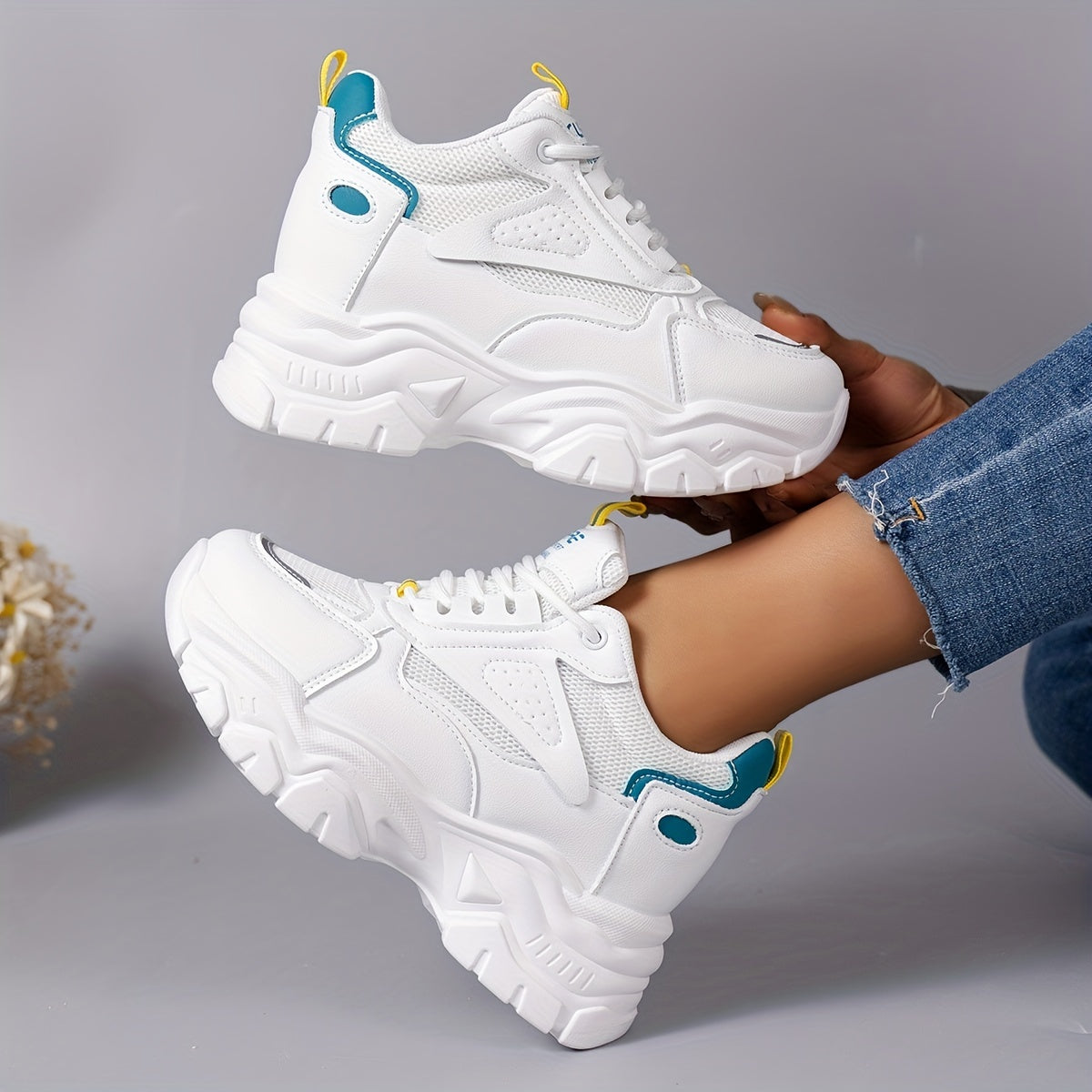Women's Chunky Sneakers Height Increased Breathable Casual Shoes
