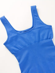 Women's Ribbed Yoga Jumpsuit Square Neck Tank Top Romper