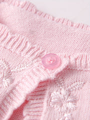 Baby Girls Floral Embroidery Knit Cardigan for Spring Autumn