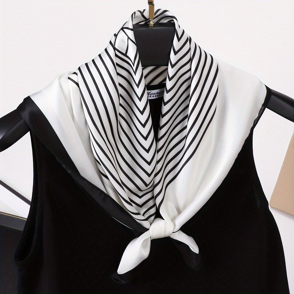 Vintage Geometric Print Square Scarf Bandana Boho Satin Necke...