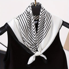 Vintage Geometric Print Square Scarf Bandana Boho Satin Necke...