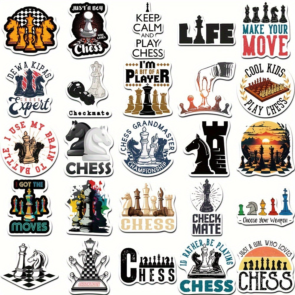 50pcs Cartoon Chessboard Stickers Creative Graffiti for Phone Cases & Suitcases