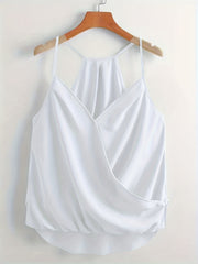 V Neck Wrap Cami Top Solid Spaghetti Strap Sexy Top