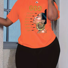 Cartoon Print Short Sleeve Top & Shorts Set