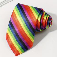 Rainbow Striped Tie for Men's Party