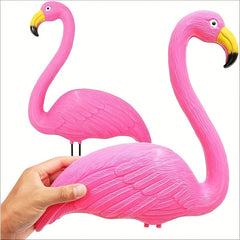 2pcs Bright Pink Flamingo Yard Ornament Garden Statue Party Decor