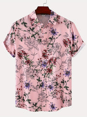 Men's Floral Short Sleeve T-Shirt for Summer Beach Style