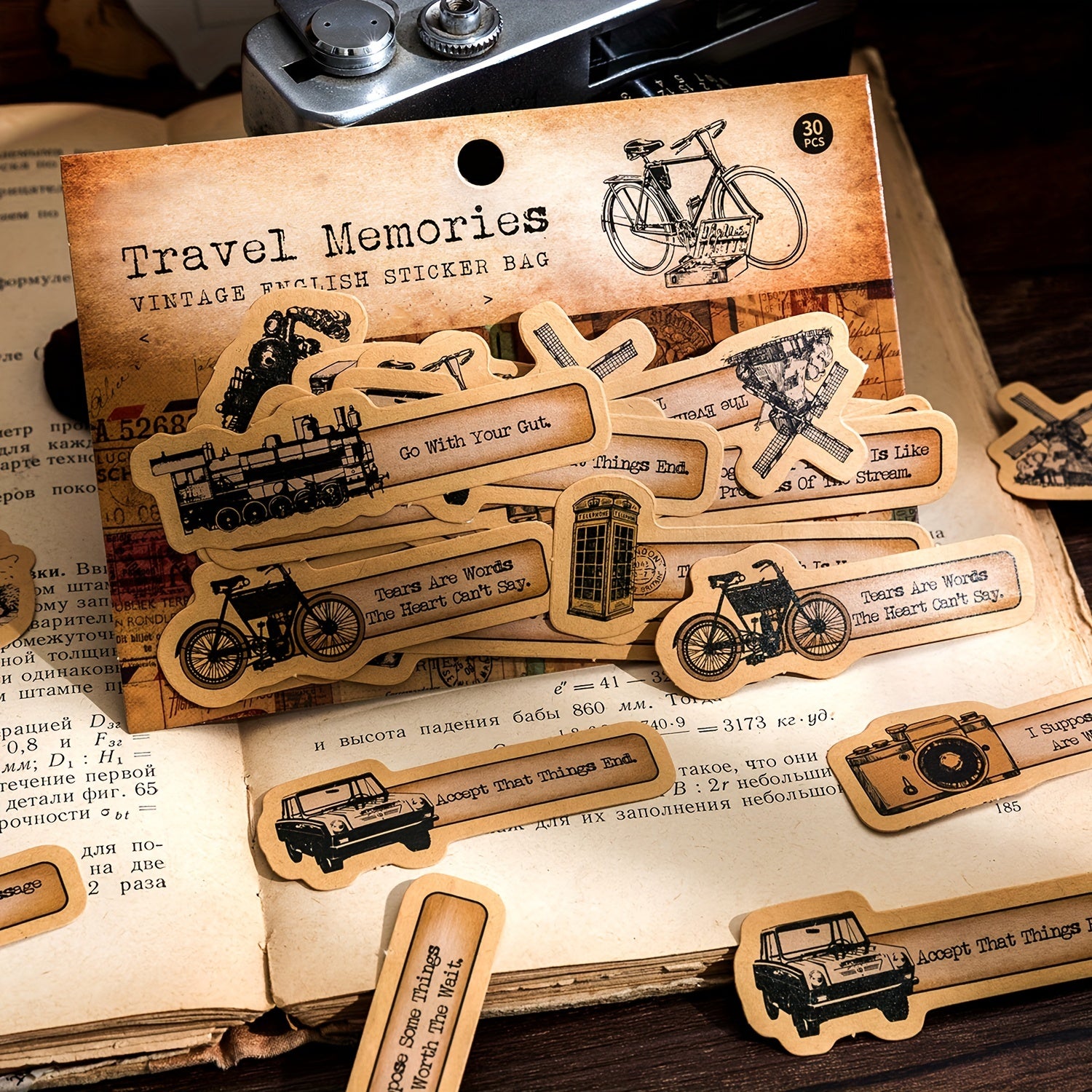 30PCS Vintage Stationery Scrapbooking Stickers