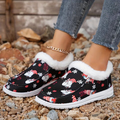 Christmas Print Fluffy Skate Shoes for Women