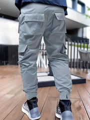 Block Reflective Trim Cargo Pants Men s Casual Outdoor Activities