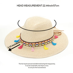Vintage Spanish Straw Hat Tassel Rope Cowboy Hat Women