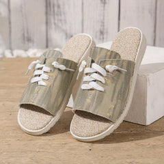 Women's Flat Canvas Sandals Open toe Strap Sandals