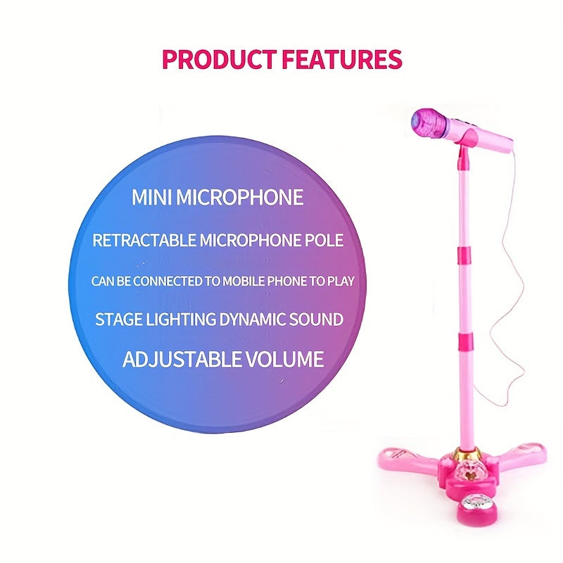 Kids Education Microphone & Stand Pink