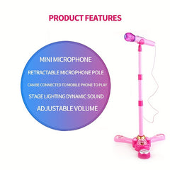Kids Education Microphone & Stand Pink