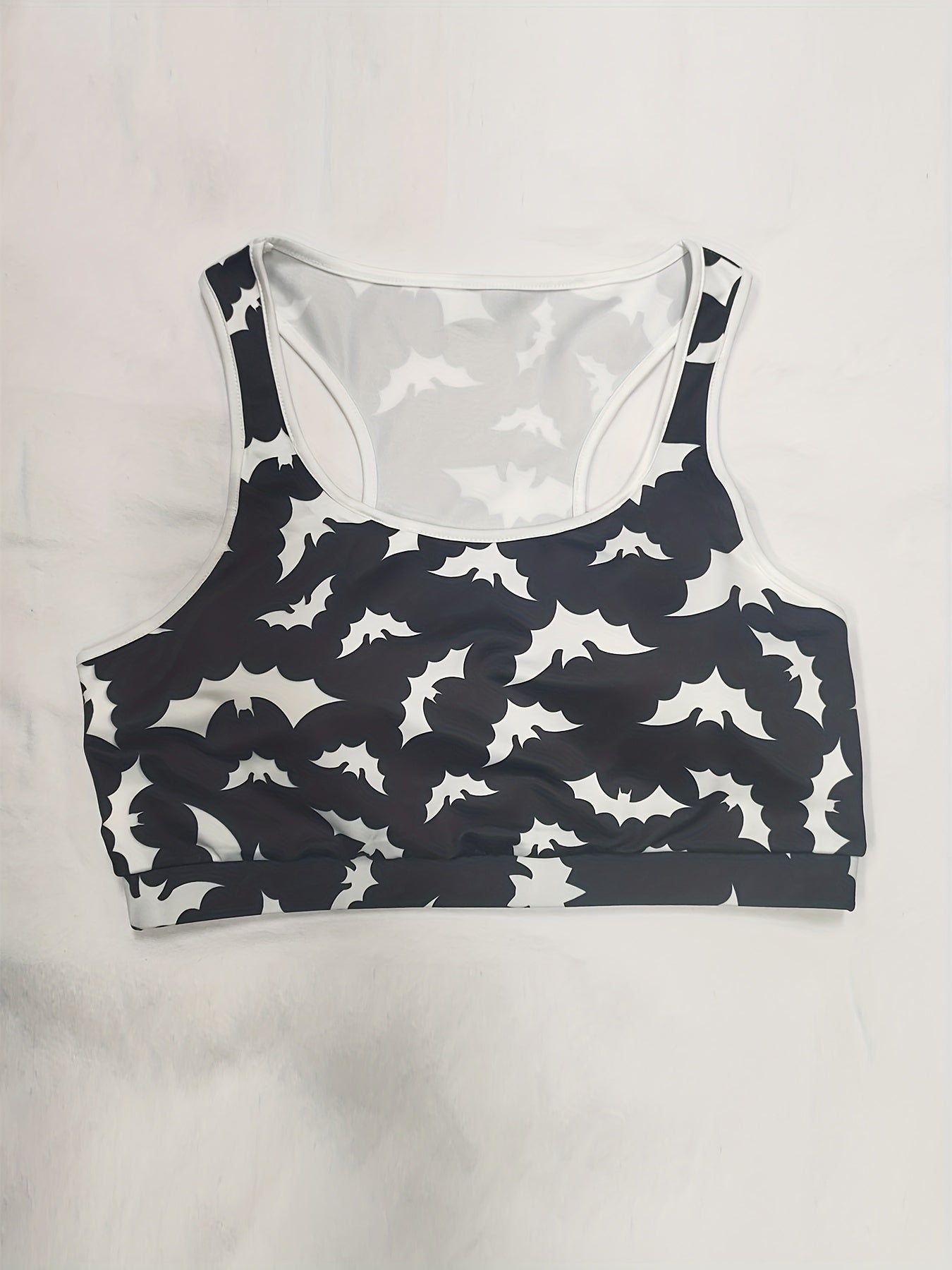 Bat Print Racer Back Padded Sports Bra