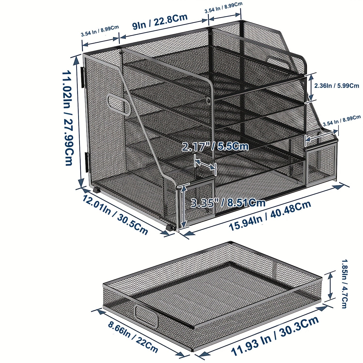 Mesh Desk Organizer 5 Tier with File Holder and Magazine Holder