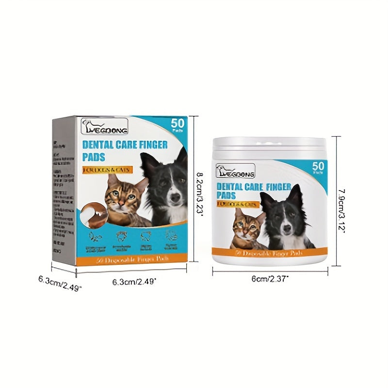 50pcs Dog Finger Toothbrush Pet Dental Wipes Teeth Cleaning