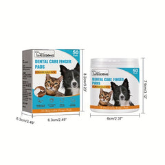 50pcs Dog Finger Toothbrush Pet Dental Wipes Teeth Cleaning