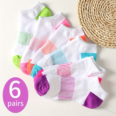 6 Pairs Casual Block Men's Crew Socks All Seasons