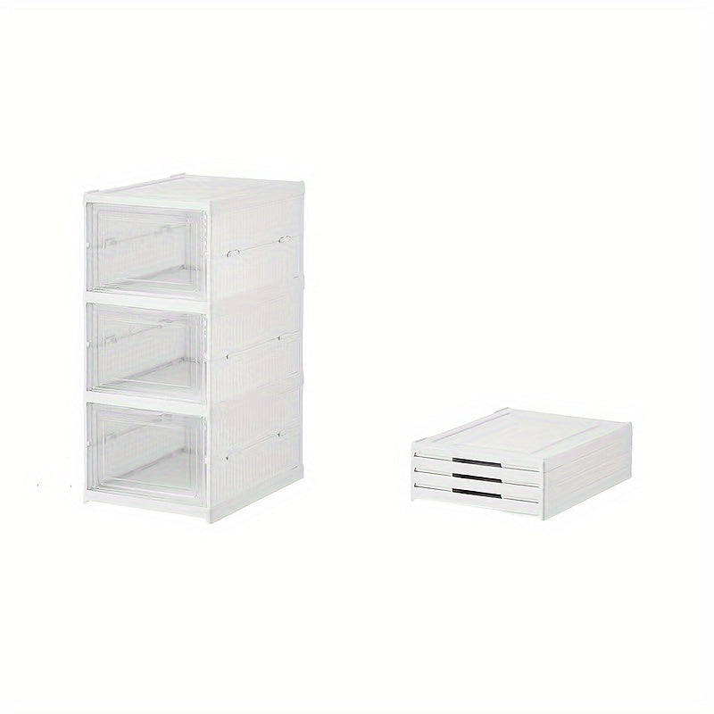 Folding Shoe Box With Door Dustproof Shoes Storage Box Household Organizer