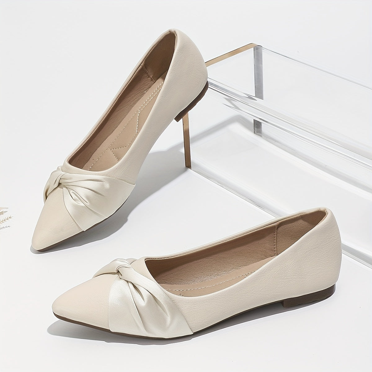 Women's Knot Ballet Flats Soft Sole Slip On Shoes Wedding Dress Flats