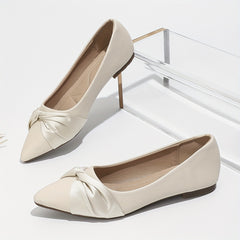 Women's Knot Ballet Flats Soft Sole Slip On Shoes Wedding Dress Flats