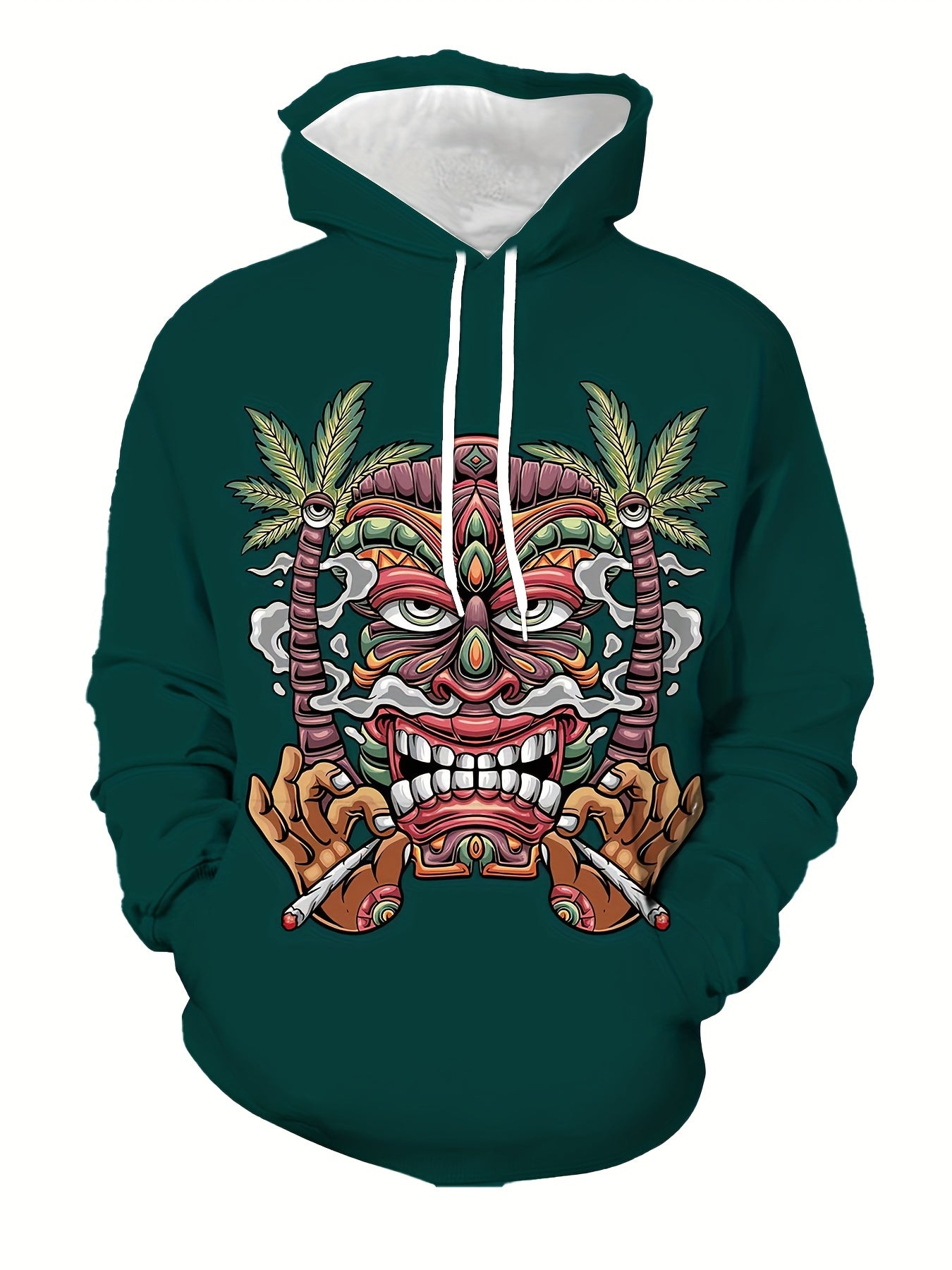 Monster Print Hoodie Graphic Hooded Pullover Mens Clothing Autumn Winter